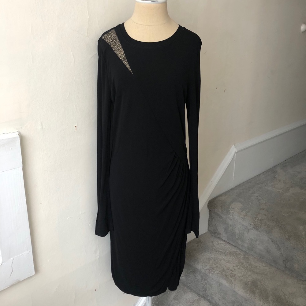 SOLD Elie Tahari Saniya Lace Shoulder Jersey Dress EUC - Picture 3 of 9